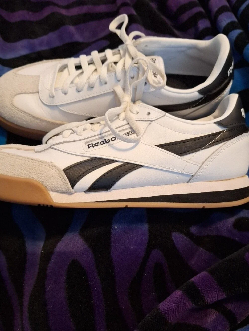 Reebok White, Black and Gum Classic Low-Top Sneakers